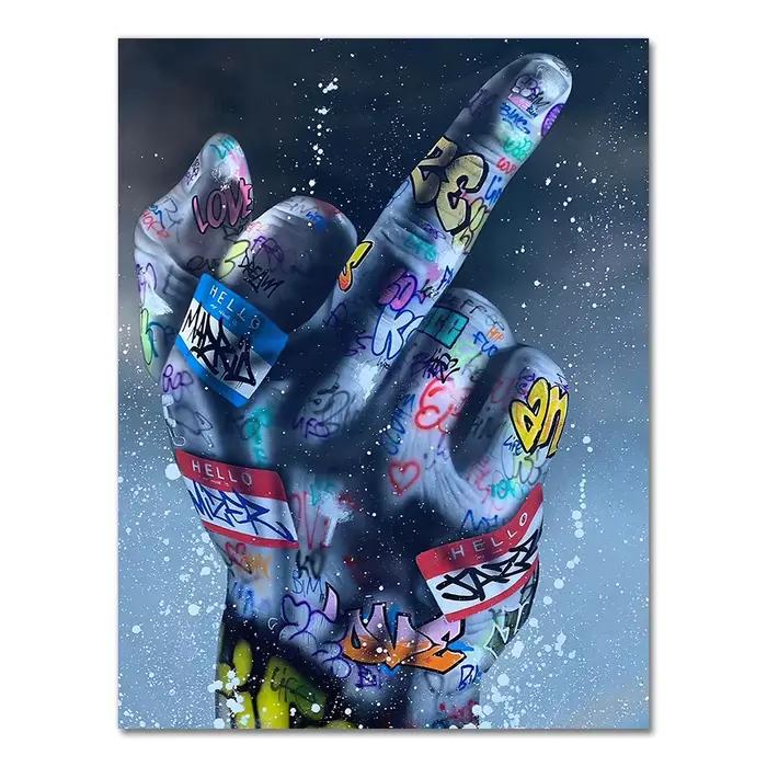Rue Graffiti Moyen Doigt Gestes Mur Art Peinture Peint Affiches Et Impressions Salon Chambre Décorat
