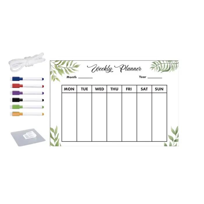 Tableau de messages effaçable avec 6 stylos, tableau de messages en acrylique, calendrier de réfrigé