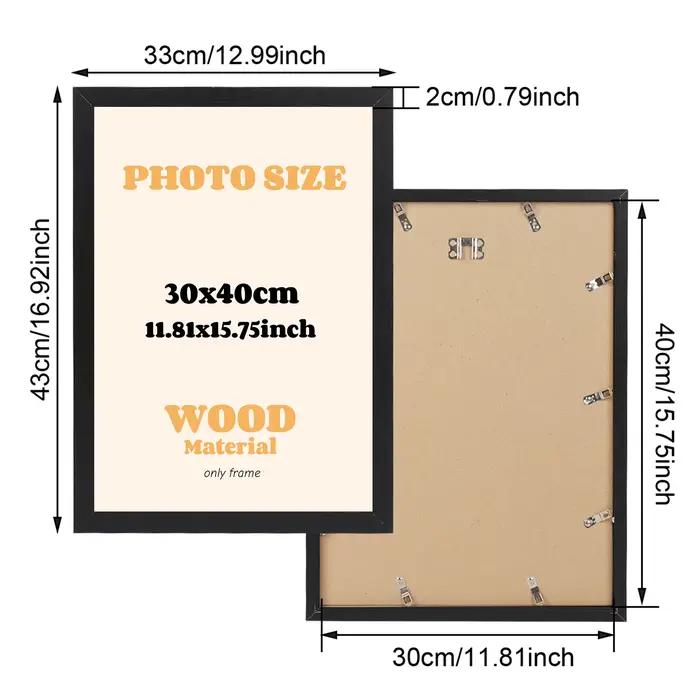 Cadre Photo 30x40cm, couleur noir et blanc, en bois, peut être accroché au mur, livré avec matériel,