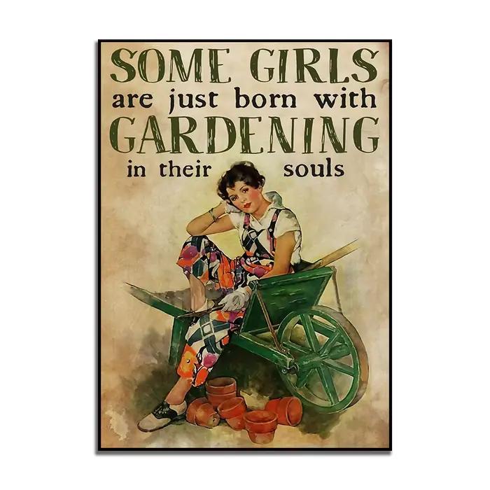 Affiche de jardinier de jardin, quelques filles juste nées avec jardinage dans leurs âmes, affichage