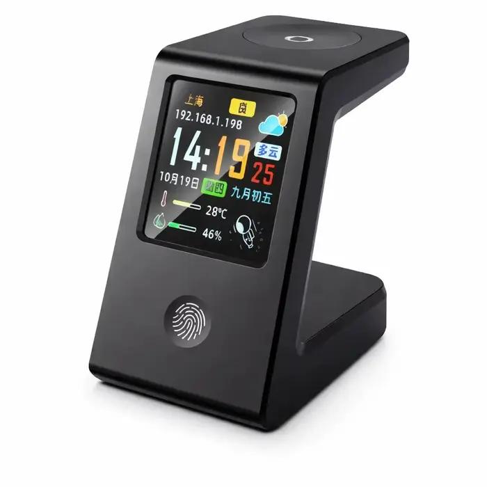 Horloge météo intelligente WiFi, avec recharge sans fil pour montres, horloge de table numérique, af