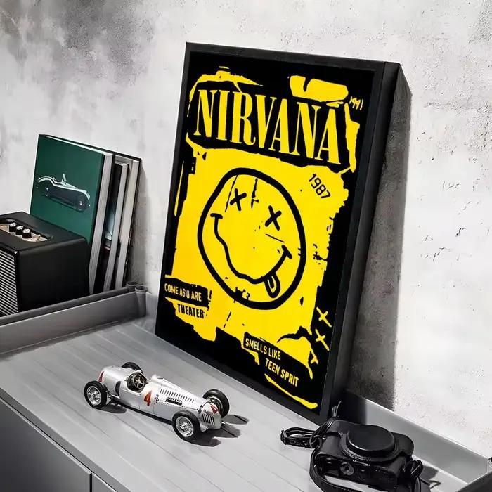 Affiche sur toile avec peinture et calligraphie du groupe N-Nirvana, décoration murale pour chambre 