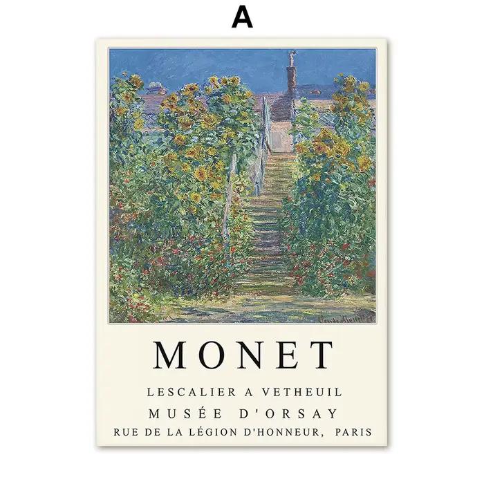 Affiche vintage de paysage abstrait de montagne et de rivière de Claude Monet, impression sur toile,