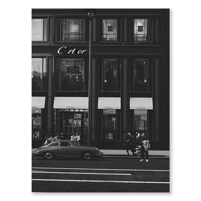Affiche d'art mural pour femmes, couleur noire, Cool, tendance, Sexy, chien et voiture de luxe, déco