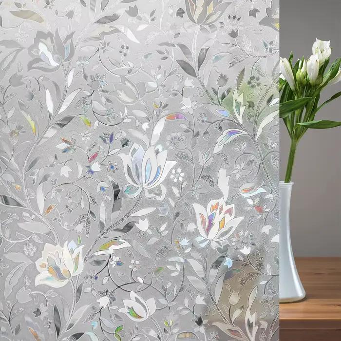 Film de confidentialité décoratif pour vitrail, couverture givrée à blocage solaire statique pour po