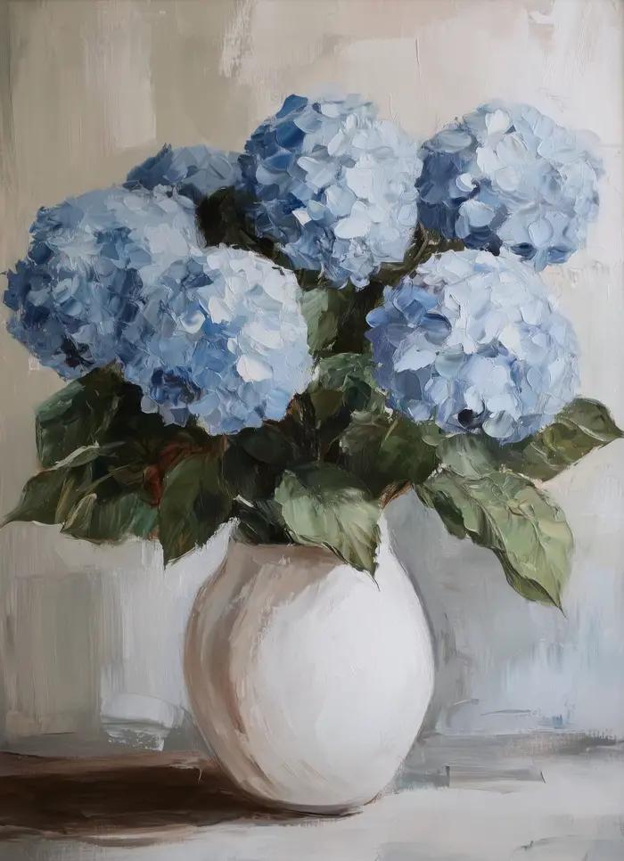 Affiches florales Vintage romantiques, hortensia, chalet français, imprimés modernes, peinture sur t