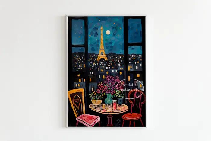 Matisse – affiche de vue sur Paris, fenêtre ouverte, peinture sur toile, imprimés, Art Floral médite