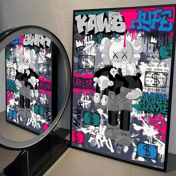 Affiche d'ours en peluche violent Graffiti, impression A5 A4 A3 A2, décor artistique mural pour cham