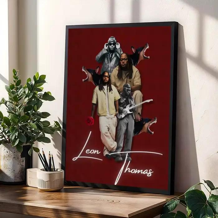 Poster Leon Thomas Rapper sur toile, décoration murale Hip Hop, affiche pour studio et décoration in