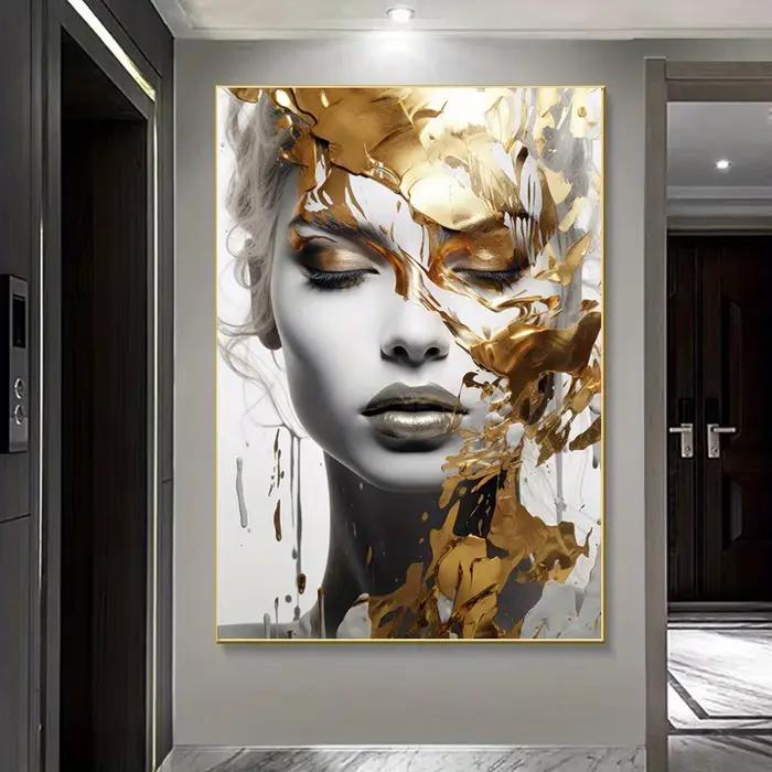 Affiches d'art abstrait moderne représentant un visage de femme, peintures sur toile murales, décora