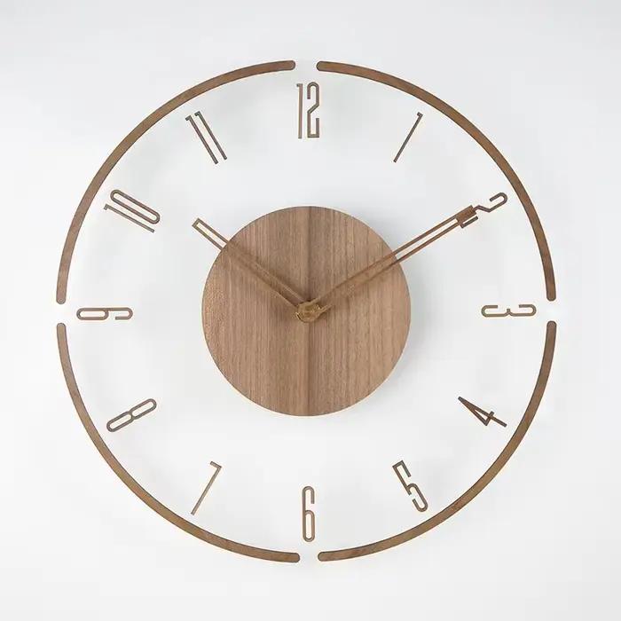 Horloge murale numérique flottante transparente créative, effet bois 3D, décoration murale moderne p
