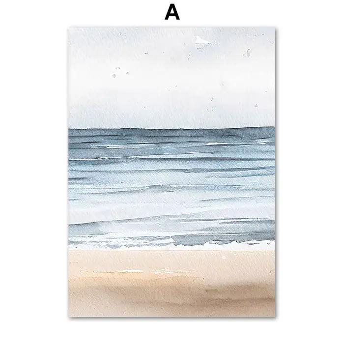 Affiches artistiques abstraites pour femmes, style Boho, océan, soleil, voilier, fleur, plante, impr