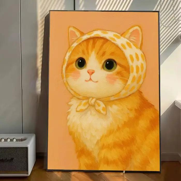 Affiche de chat Adorable, décor mural, dessin animé drôle, peinture sur toile d'animaux, imprimés d'