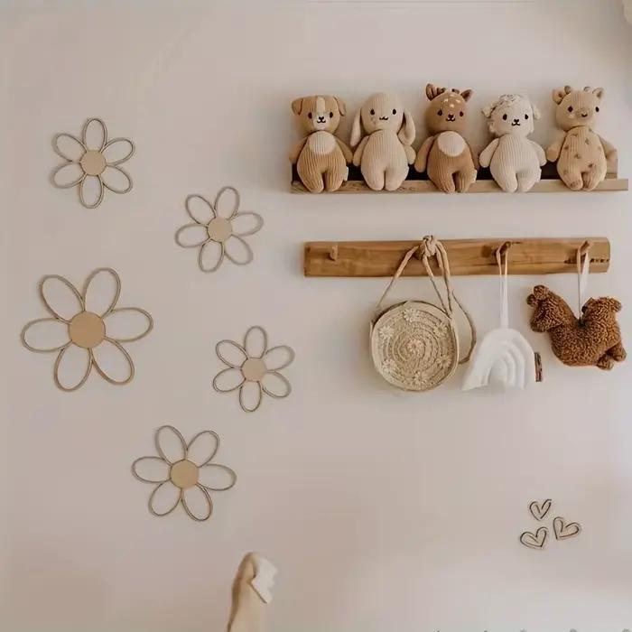 Ins Style scandinave découpé marguerite fleur décoration murale fleur en bois bricolage marguerite e