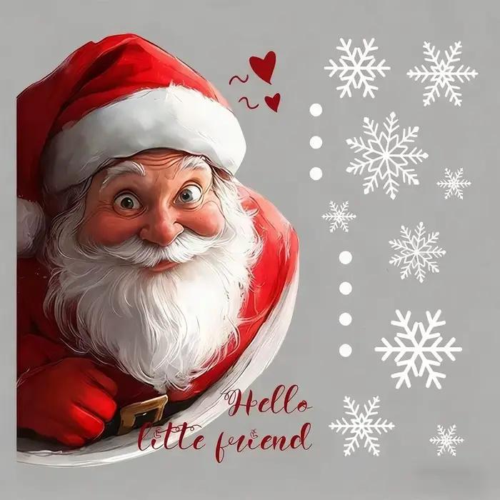 Autocollant de fenêtre simulé du père noël, auto-adhésif Double face, décoration visuelle de noël, a
