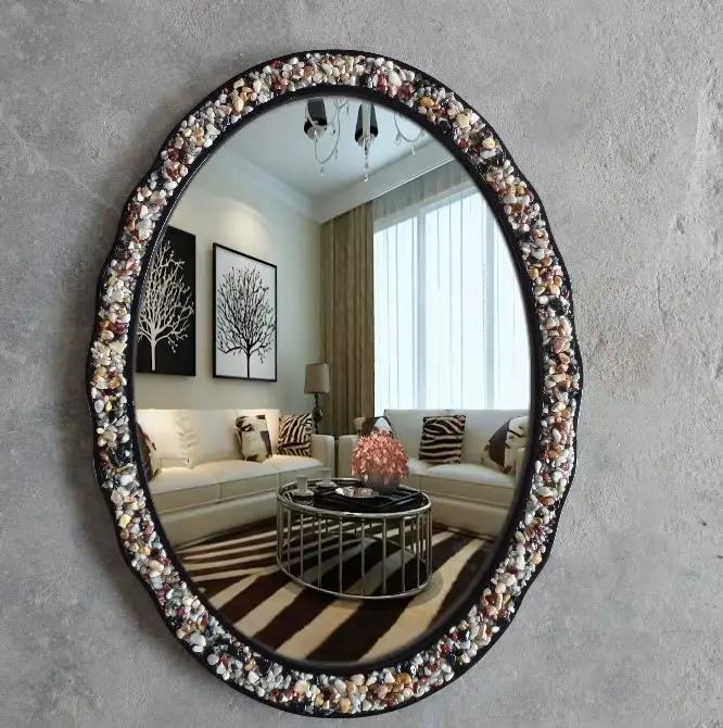Miroir mural rectangulaire en verre, Design artistique, miroirs De luxe pour salon, rond, accessoire