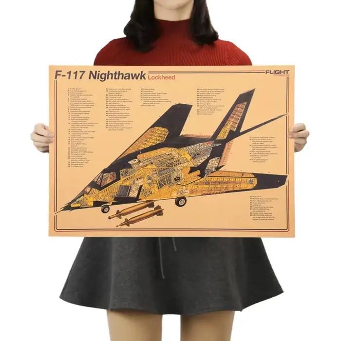 Affiches et impressions de chasseurs F-117 Nighthawk, art militaire vintage, peinture murale d'avion