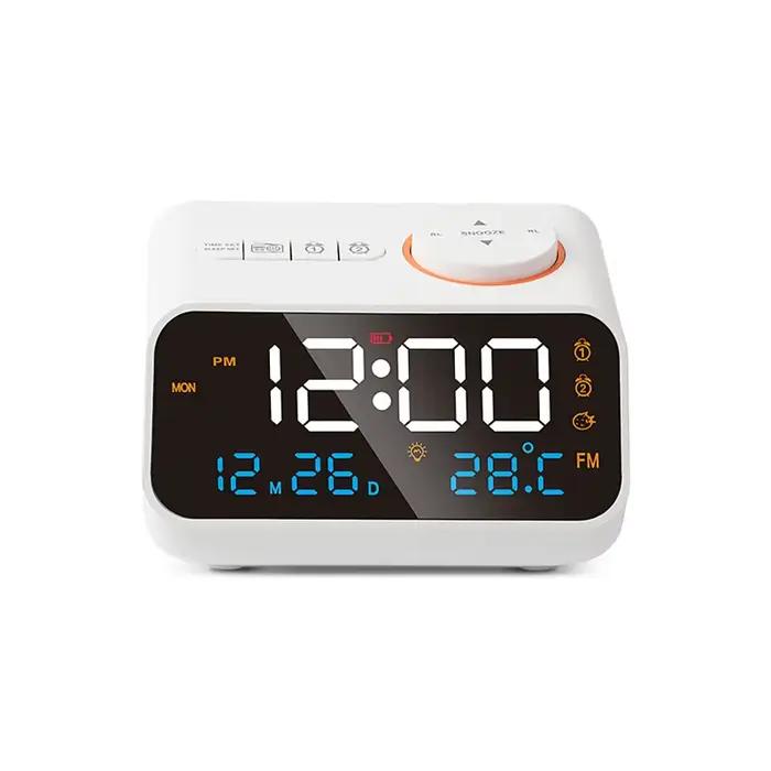 LED réveil numérique montre Table électronique horloges de bureau USB réveil FM Radio contrôle acous