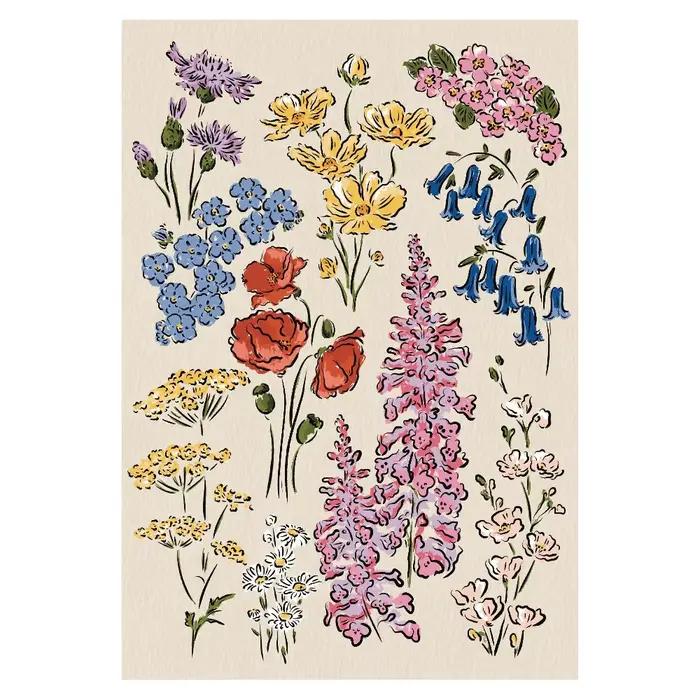 Affiche d'art de vase à fleurs de jardin, impression d'illustration de plantes, peinture sur toile, 