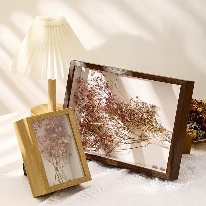Cadre Photo 3D en bois, porte-échantillon de fleurs séchées, fait à la main, affichage du travail ma