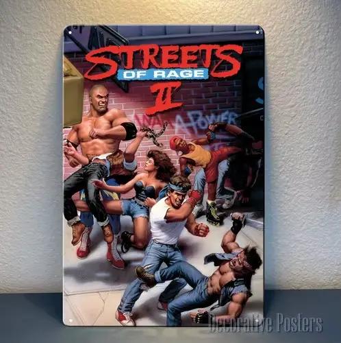 Affiche métallique rétro Streets Of Rage 2 pour jeu vidéo - Panneau décoratif
