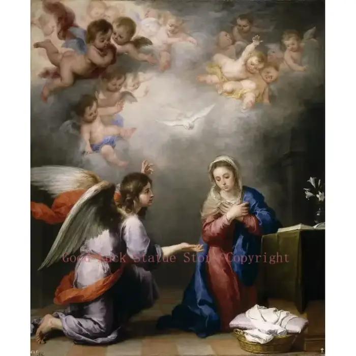 Peinture à l'huile sur toile imprimée, # TOP religion ART # Madonna angel # murilo, Bartolome estéba