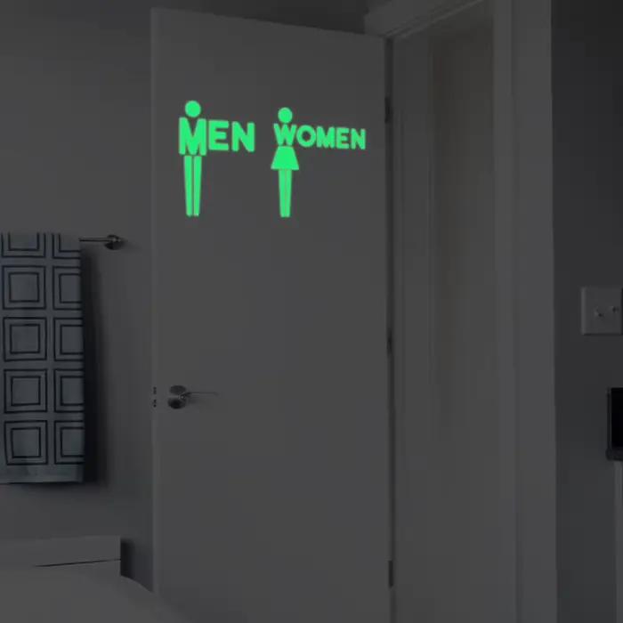 Autocollant mural lumineux créatif pour hommes et femmes, autocollant mural pour porte de toilette, 