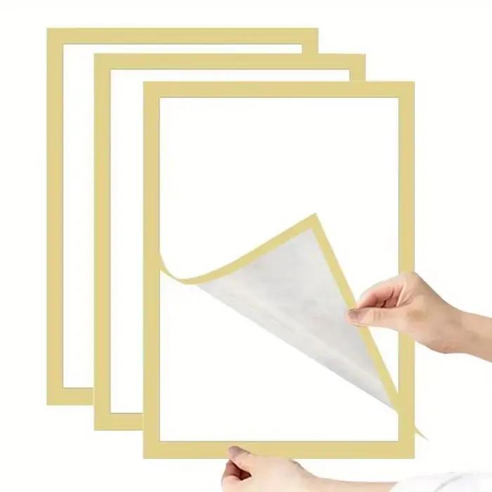 Lot de 3 cadres muraux magnétiques, autocollants et amovibles pour photos et notes, noir et blanc ma