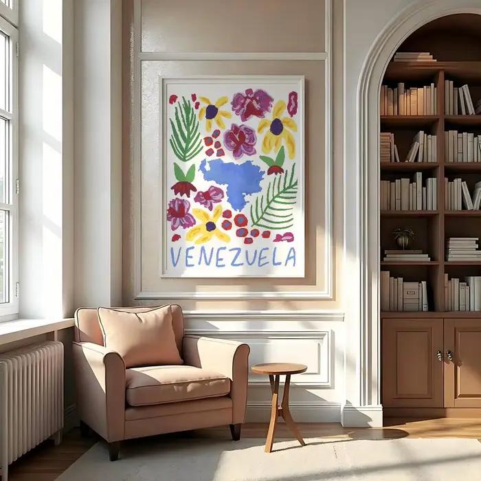 Affiche d'art esthétique Venezuela, imprimés de galerie, autocollants muraux auto-adhésifs pour déco