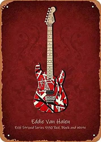 Plaque d'affiche de guitares célèbres Eddie Van Halen, signe en étain en métal, décoration murale ré