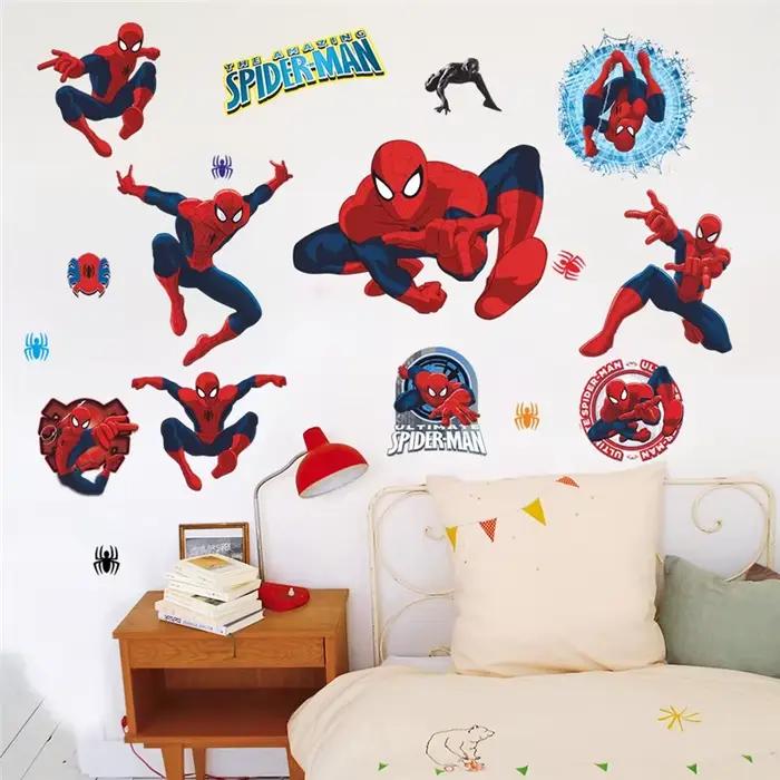 Dessin animé Spiderman Stickers muraux pour chambre d'enfants décoration de la maison 3d Super héros