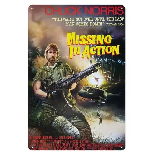 Affiche métallique du film Missing In Action, plaque de collection