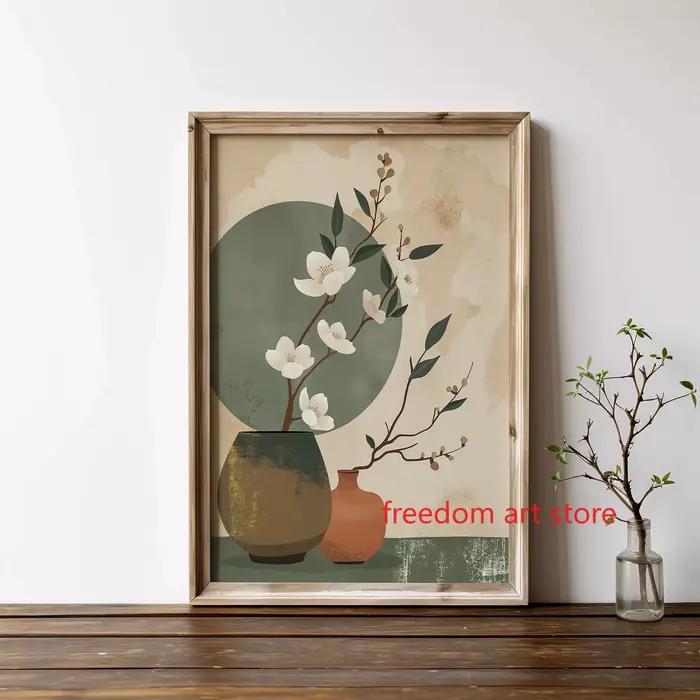 Affiche d'art minimaliste Zen de Style japonais bonsaï Beige Wabi Sabi Japandi, peinture sur toile, 