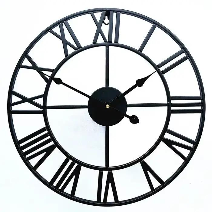 Grande horloge murale 3D avec chiffres romains, 40 cm, 47 cm, 60 cm, 80cm, art mural rond creux, hor