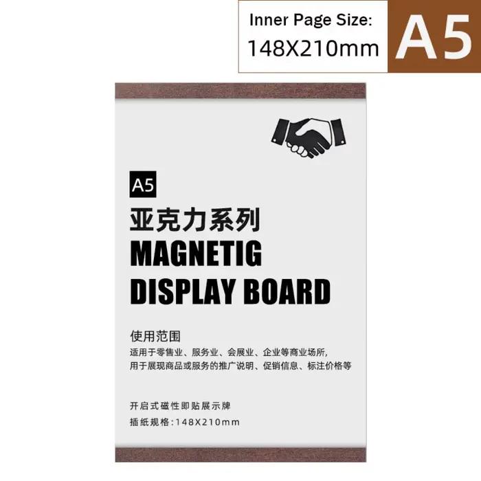 Cadre d'affichage en acrylique A3/A4/A5, cadre mural pour licence commerciale, cadre transparent mag