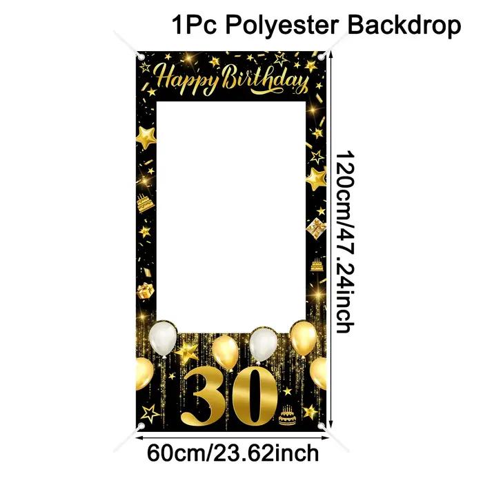 Cadre photo et accessoires de photomaton pour anniversaires 30, 40, 50, 60 ans, noir et or, pour adu
