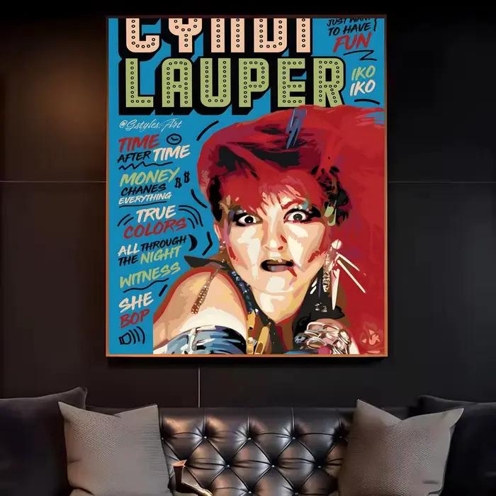 Affiche Singer C-Cyndi L-Lauper, autocollants haute définition, cadeaux idéaux pour les salons et le