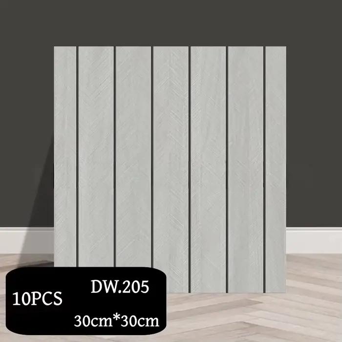 10 panneaux décoratifs autocollants 30x30cm en PVC imperméable à l'eau, imitation bois, pour murs d'