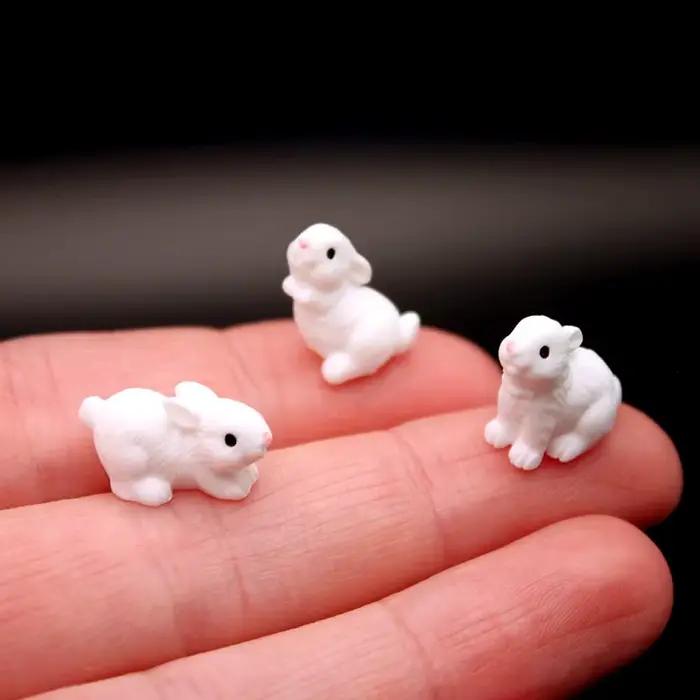 Mini Figurines de lapin en résine, 5/10 pièces, Micro ornement de paysage de jardin féerique Miniatu