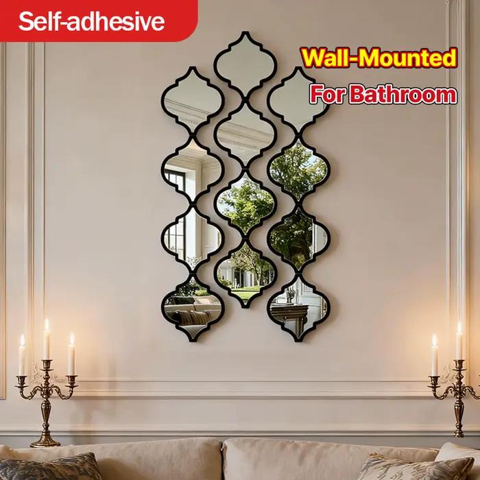 Grand miroir marocain 12 pièces, mural pour salon, couloir, décoration murale élégante avec accent d
