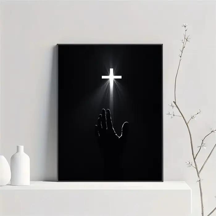 Art mural avec croix de sainte lumière, fils de dieu, jésus, affiche imprimée sur toile HD, adaptée 