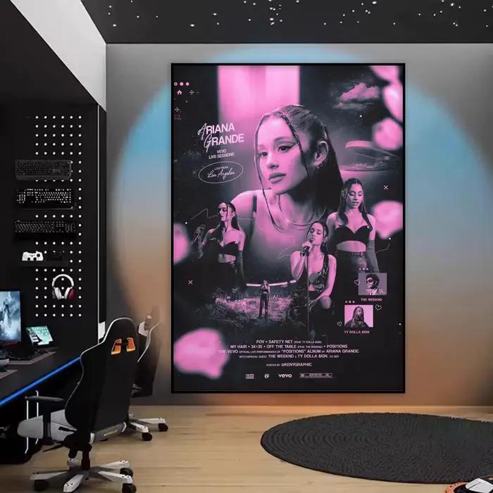 Peinture de chanteur Pop a- Ariana g-grande, calligraphie, toile HD, affiche sans plis, imperméable,