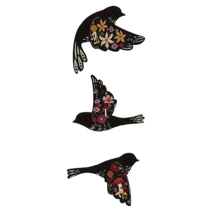 Décoration murale en bois d'oiseaux volants noirs, ensemble de décorations murales en bois pour la m