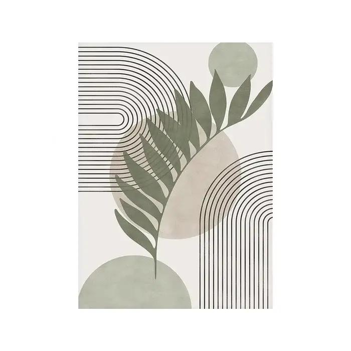 Toile d'art mural à géométrie abstraite botanique vert sauge, affiches et imprimés nordiques, images