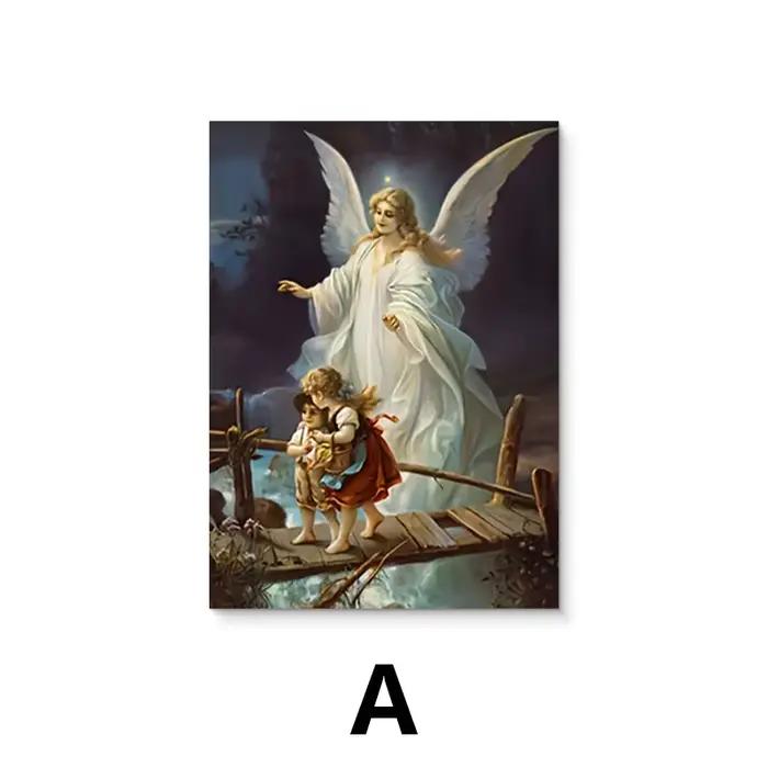 Art mural vintage classique, ange panoramique, peinture religieuse, impression sur toile HD, affiche