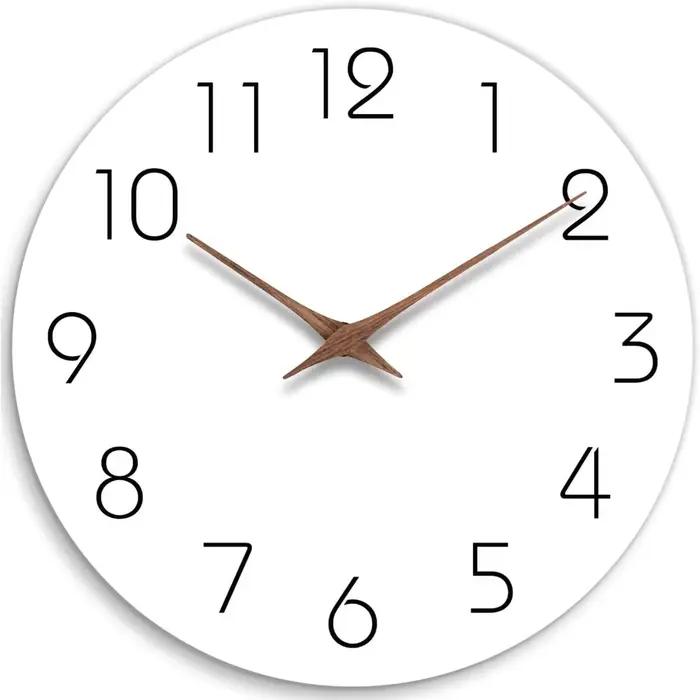 Horloge murale 12 pouces silencieuse sans tic-tac horloges murales en bois à piles en bois blanc mod