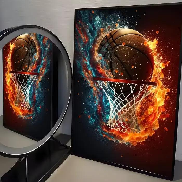 Affiche de basket-ball sportive colorée de style nordique, autocollant mural pour bar à domicile, im