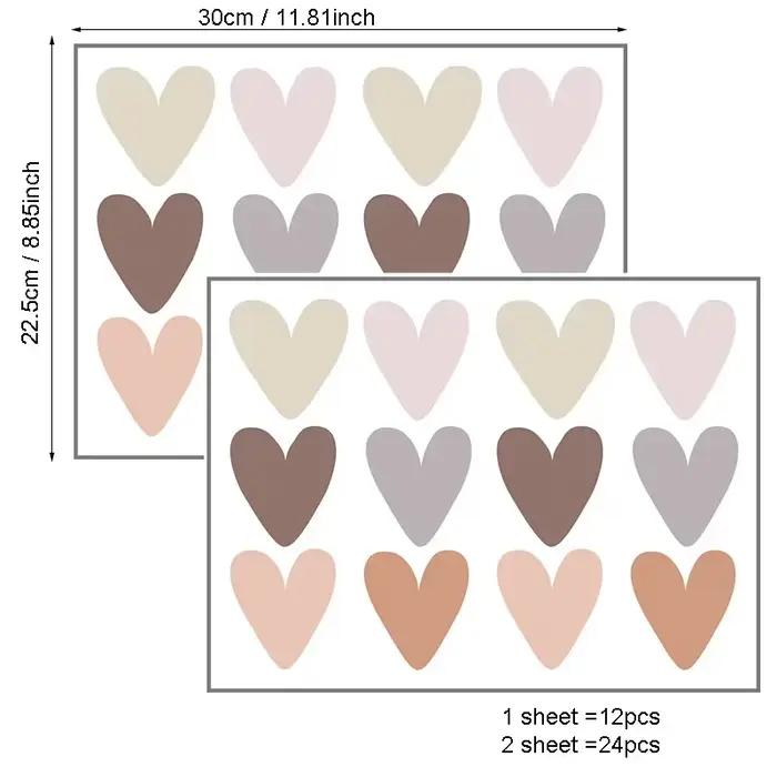 24 pièces coeur autocollant mural pour chambre d'enfants bébé garçon bébé fille chambre décoration s