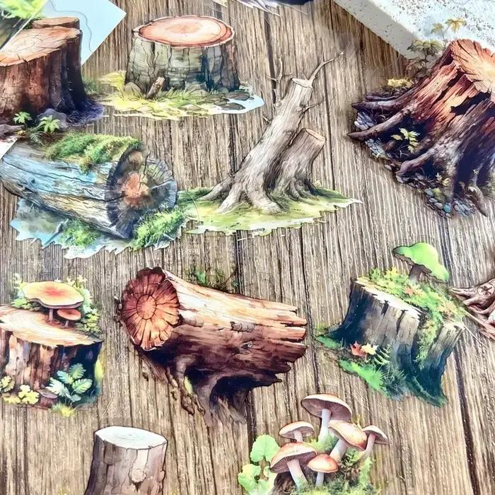 Autocollants animaux de la forêt et pierres, étiquette décorative esthétique pour Album Journal inti