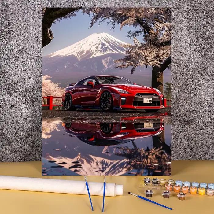 Peinture acrylique de paysage de voiture de sport par numéros, tableau d'art mural pour adultes, déc